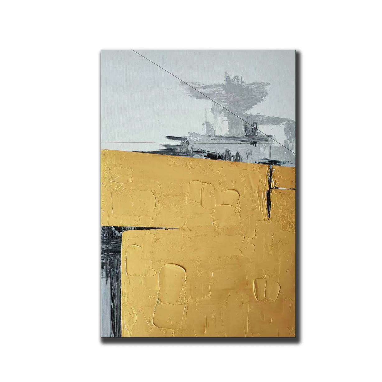 Entryway Leaf Black Abstract Canvas Artwork SAKA3 wall art